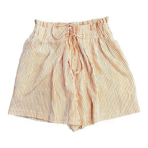Kasia Orange Striped Paper Bag Tie Shorts S